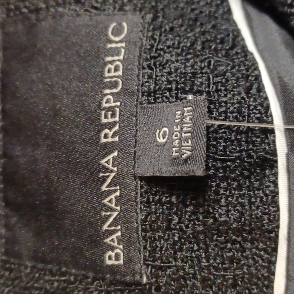 Banana Republic Tweed Fringe blazer Jacket black pockets nwt - Picture 6 of 8